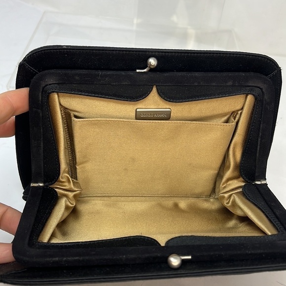 Giorgio Armani Black Silk Satin Structured Cluch Bag